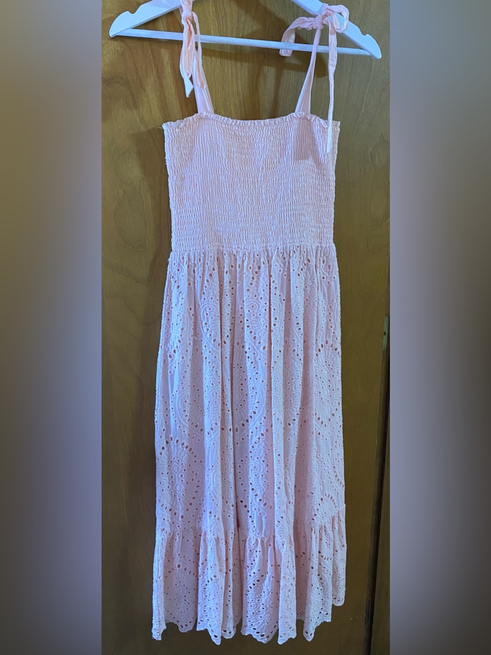 Pink lace midi dress